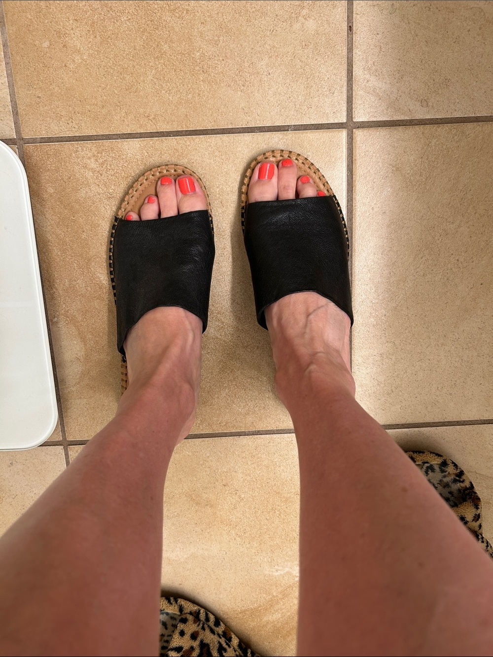 Sofft Black Leather Slide Sandals